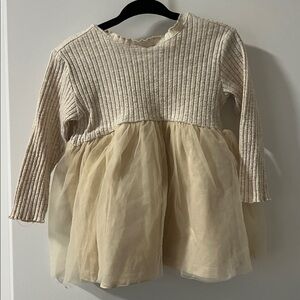 Zara Cream and Tan Kids Dress